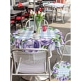 thumbnail image 5 of Outdoor Tablecloth with Umbrella Hole for Patio/Picnic/Party/Camping, Purple Flowers Waterproof Table Cloth Round Cover Washable, Spring Floral Leaves Plants Blue Plaid (Dia 60"), 5 of 8