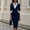 Navy Blue, variant on Morttic Women's Contrast Collar 3/4 Sleeve Bodycon Midi Dress – Slim Pencil Elegant Formal Office Dress Business Casual Outfit Wine Red,S