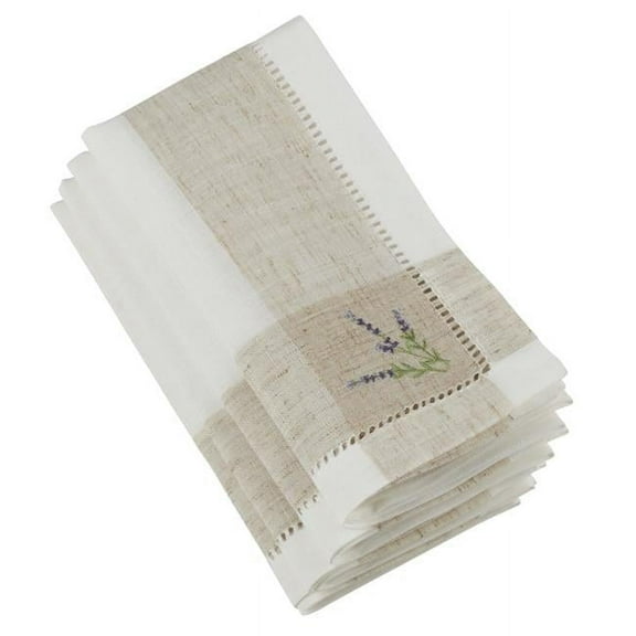 Saro Lifestyle Embroidered Lavender Hemstitched Napkin (Set of 4)