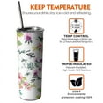 thumbnail image 7 of Flower Tumbler 20 Oz Travel Coffee Mug Floral Print Skinny Tumblers with Lid and Straw Stainless Steel Insulated Coffee Cups Gift for Flower Lover, 7 of 7