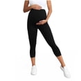 thumbnail image 2 of CHUMUD Womens Maternity Capri Leggings, Over The Belly High Waist Stretchy Pregnancy Cropped Pants, 2 of 6