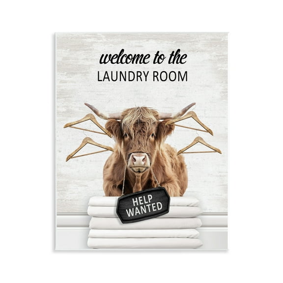 Stupell Industries Welcome Laundry Room Cattle Quotes and Sayings Painting Unframed Art Print Wall Art, 11 x 14