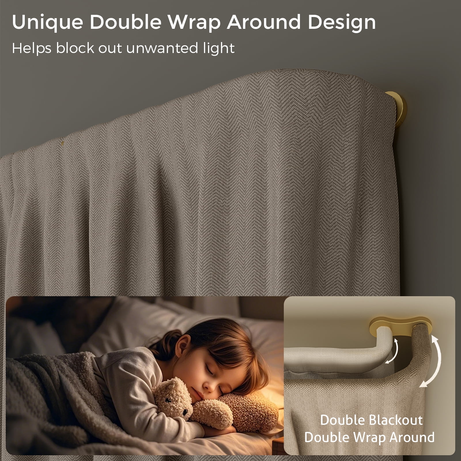 OLV Wrap Around Double Curtain Rods for Window,30-60 inch,Gold