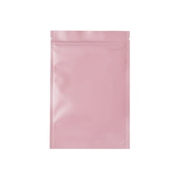 Ounissouiy Bolsas Ziplock de plástico de papel de aluminio de 100 piezas, bolsas de embalaje de varios tamaños, paquete reutilizable, paquete de Almacenamiento y organización del hogar Rosa 8*12 CM
