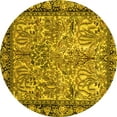 thumbnail image 1 of Ahgly Company Machine Washable Indoor Round Persian Yellow Traditional Area Rugs, 4' Round, 1 of 4