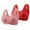 Red+Pink, variant on 2Pc Front Closure Bras for Women Front Button Bras No Underwire Plus Size Full Coverage Bras Front Snap Bras Post Surgery Front Buckle Brassiere Sports Wireless Minimizer Bra Everyday Bras