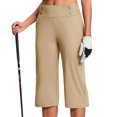 thumbnail image 2 of Bloomae Capri Pants for Women Stretch High Waisted Crop Office Work Cropped Pants Summer Casual Capris Slacks Yoga Dress Pant Beige M, 2 of 8