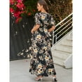 thumbnail image 5 of Women's Short Sleeve Maternity Dress Summer Floral V-Neck Ruffle Maxi Dress, 5 of 5