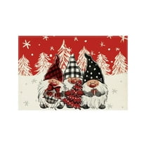 Reversible Christmas Placemats, Set of 1 Flax Table Mat Double-Sided for Holiday Dining Kitchen Table Decor Washable(D)