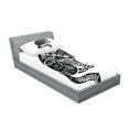 thumbnail image 2 of Ambesonne Modern Fitted Sheet & Pillow Sham Set, Magic Skull Cat Drawing, Twinxl, Black and White, 2 of 2