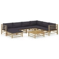 thumbnail image 1 of vidaXL 8 Piece Garden Lounge Set with Dark Grey Cushions Bamboo, 1 of 5