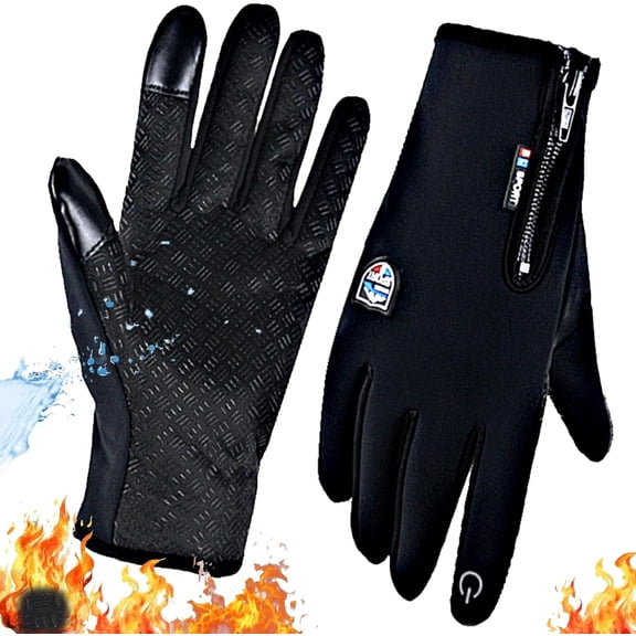Velurastore Gloves, Thermal Touchscreen Windproof Waterproof Winter Gloves with Anti-Slip Grip & Fleece Lining for Outdoor Activities