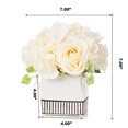 thumbnail image 2 of Enova Home Mixed Artificial Hydrangea and Rose Silk Flowers Arrangement in White Ceramic Pot (Beige), 2 of 2