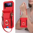thumbnail image 7 of for Samsung Galaxy Z Flip 4 Wallet Case Crossbody, PU Leather Zipper Handbag Purse Flip Cover, Back Card Slots, Adjustable Shoulder Strap, Finger Ring Stand for Samsung Galaxy Z Flip 4, Red, 7 of 7