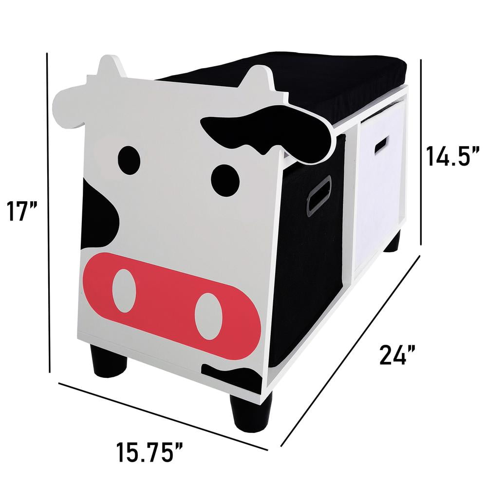 Turtleplay  Childrens Cow Storage Bench with Cushion