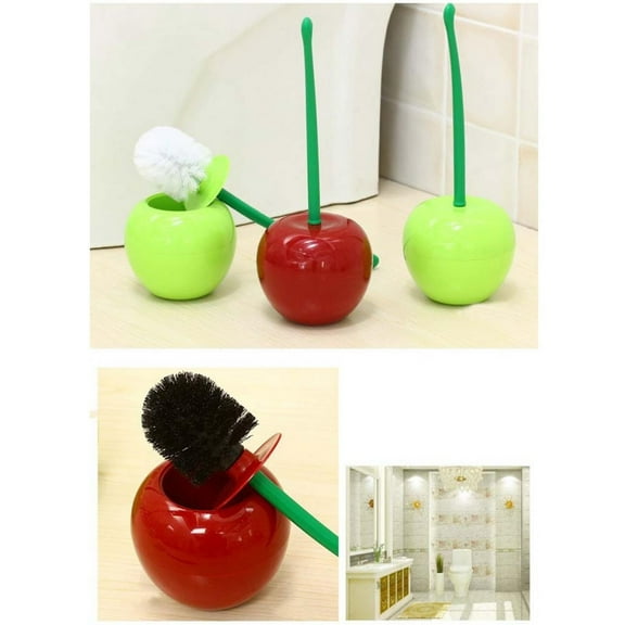 QYXQPYO Cherry Toilet Brush Adorable Cherry Design Toilet Brush with Holder and Extended Handle, Perfect for Bathroom Cleaning and Storage Hot Pink