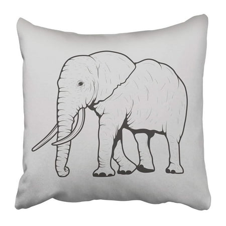 Black Label Collection - BPBOP Abstract Adult Elephant Black and White African Animal Beautiful Collection Emblem Graphic Label Pillowcase 16x16 inch