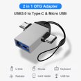 thumbnail image 2 of Adaptador Otg 2 en 1 Micro USB Macho a USB3.0 Hembra Cable Convertidor Adaptador OTG Plata Ehuebsd Para estrenar, 2 of 5