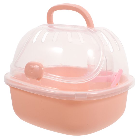 YUNLIGHTS Comfortable Pink Hamster Travel Container with Clear Case and Convenient Small Pet Carrier