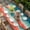 Turquoise, variant on Orange Blue Ocean Waves Table Cloths for 8 Foot Rectangle Tables, Summer Beach Coastal Abstract Patio Waterproof Elastic Fitted Tablecloths, Washable Rectangular Table Cover for Camping