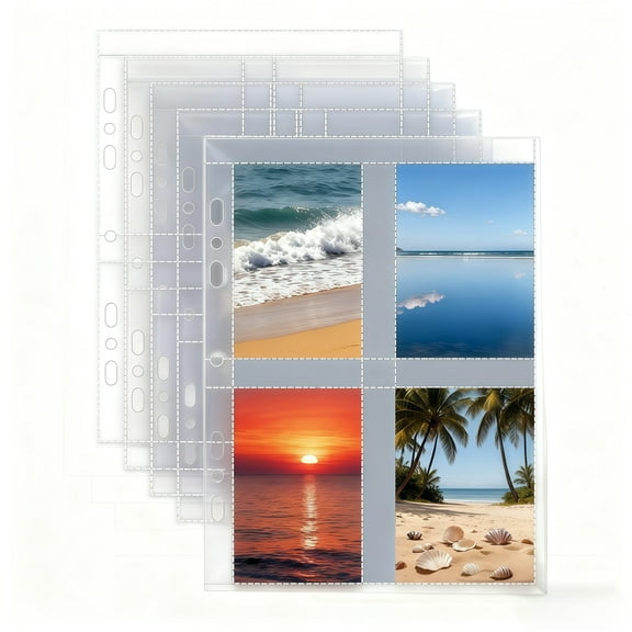 Photo Sleeves for 3-Ring Binder, 50 Pack Clear 3.5x2.5 Refill Pages, 200 Pictures