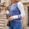 thumbnail image 7 of hotojiny Long Sleeve Shirts for Women Lightweight Sweaters Fall Outfits Color Block Winter Clothing Dressy Casual Pullover(Blue,X-Large), 7 of 7