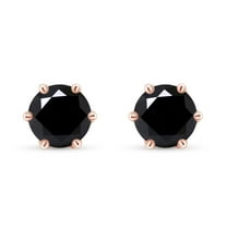 AFFY 2 Carat Black Moissanite Diamond Solitaire Stud Earrings for Women & Men 14K Rose Gold over Silver