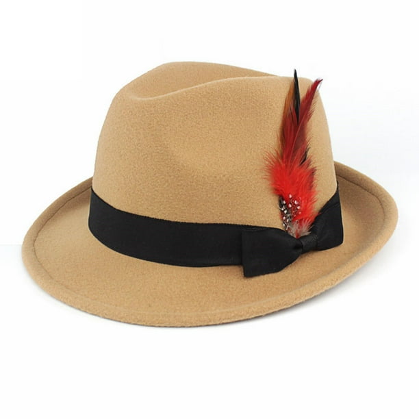 Runquan Classic Fedora Hats Short Brim Gentleman Jazz Cap Sunhat