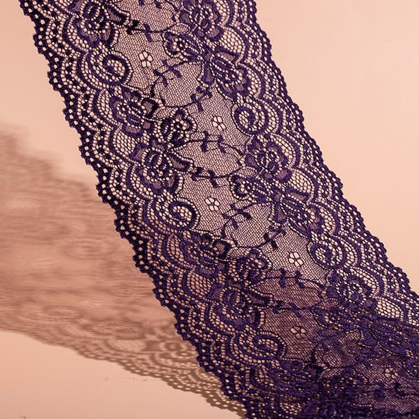 XmhyTop-A Cinta de encaje floral de 1 yarda con ribete de tul, ideal para decoración de bodas, manualidades y ropa, color morado.