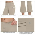 thumbnail image 5 of BALEAF Women Flare Capri Leggings with Pockets Yoga Pants Bootcut Casual Cotton Work Summer Lounge 21" Beige L, 5 of 6