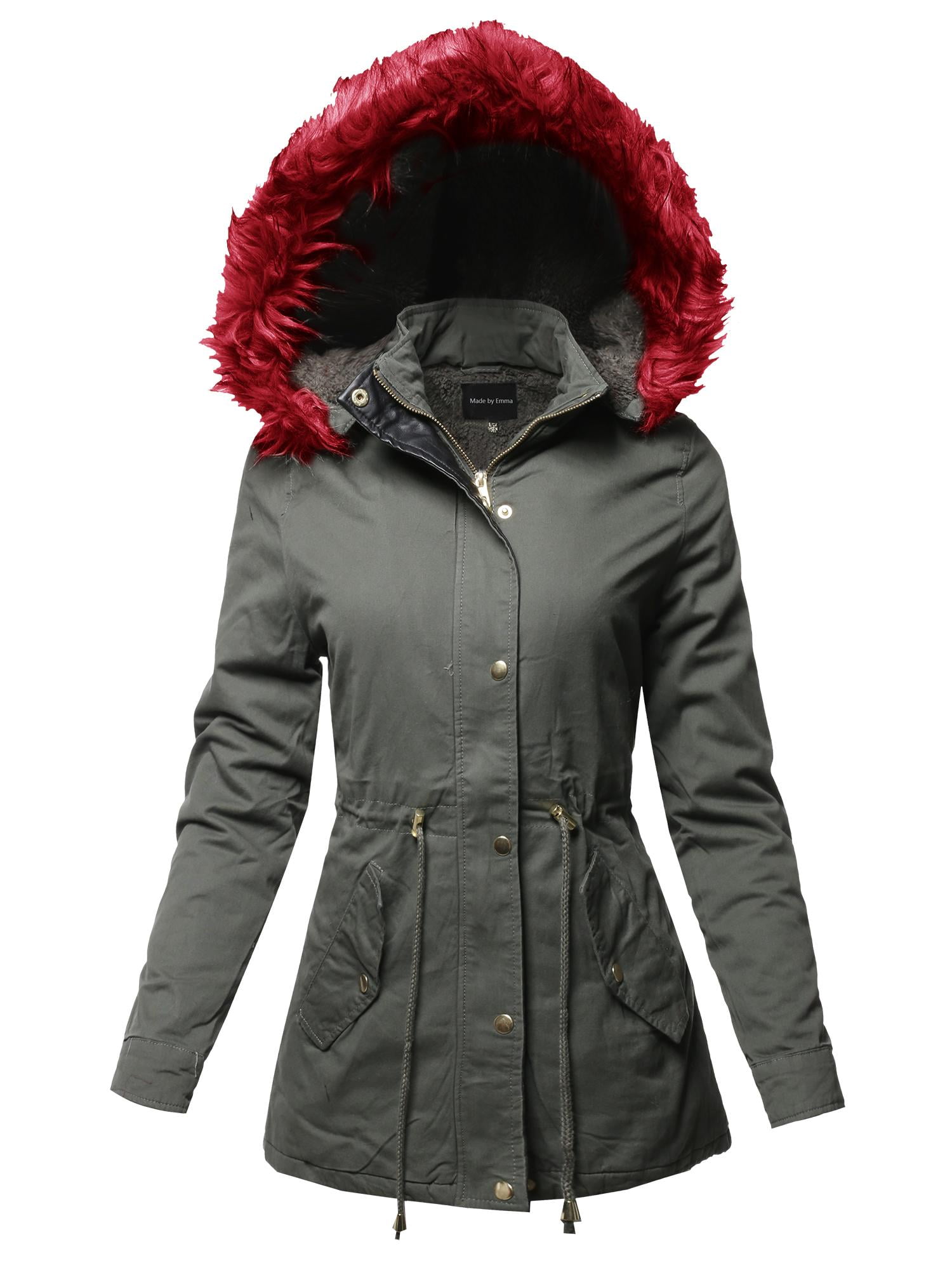 FashionOutfit Women's Hooded Warm Long Coats Faux Fur Fleece Lined ...