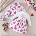 thumbnail image 2 of TEDOYE Girls Winter Outfits 2PCS Sets Lined Dress With Lapel Jacket Cute Heart Print Long Sleeve Warm Outfits For Toddler Kids Casual Party Wear Leisure Wear, 5-6 Years, 2 of 9