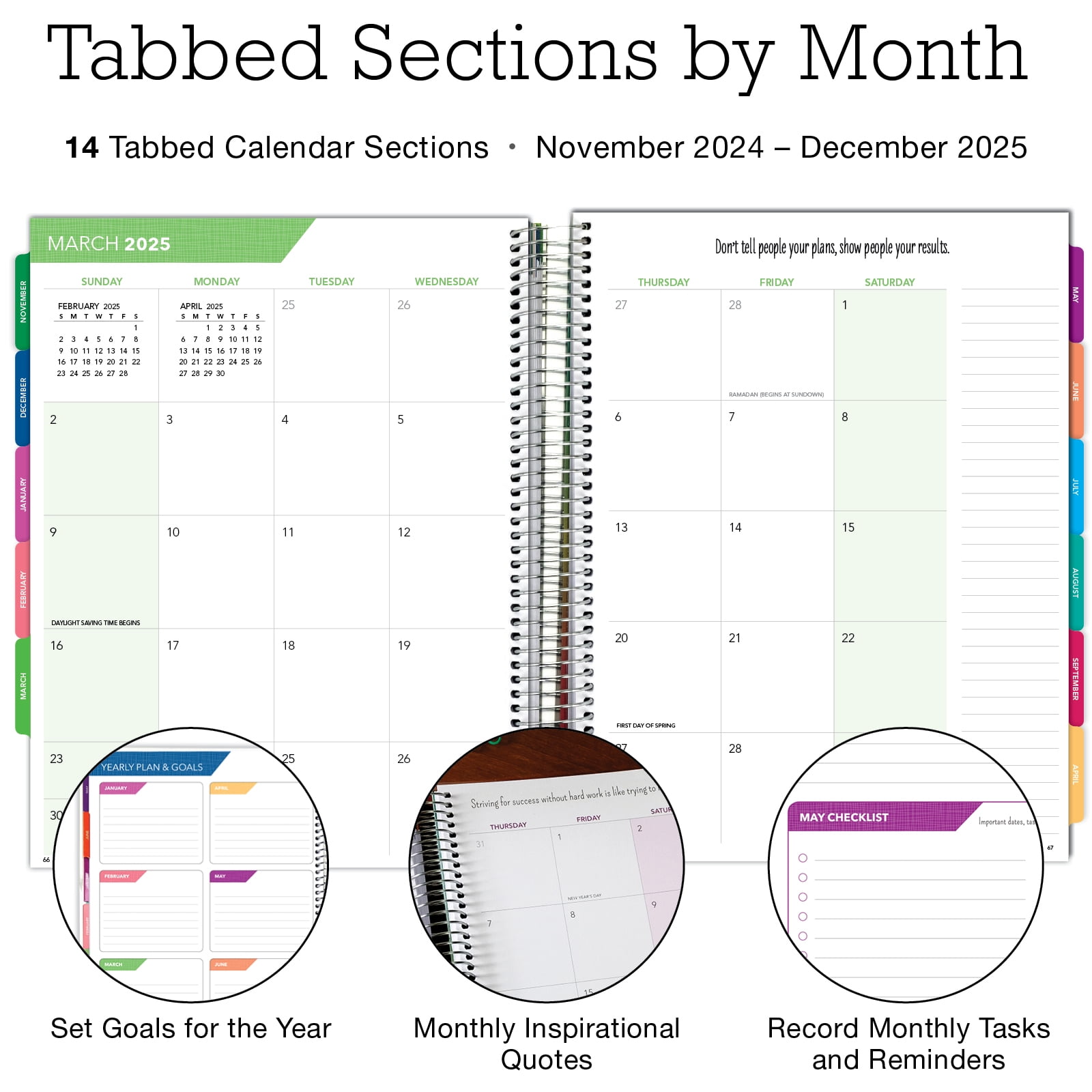 DELUXE 2025 Planner, 8.5"x11": 14 Months (November 2024 - December 2025), Includes Page Tabs, Bookmark, Planning Stickers, Pocket Folder Daily Weekly Monthly Planner Yearly Agenda (Golden Desert)