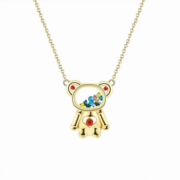 Floating CZ Bear Necklace for Women Gold Plated Sterling Silver Ginger Lyne Collection
