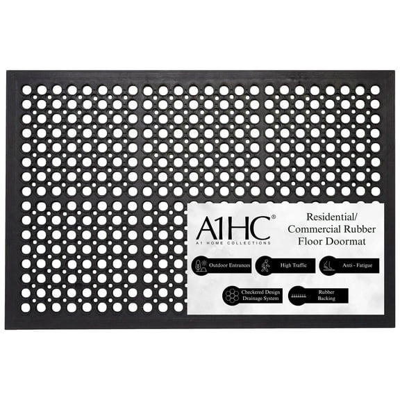 A1HC Indoor Outdoor Mat, Front and Back Entrance Welcome Mats, Large Front Door Patio Mats 24x36 Inches, Non-Slip Easy Clean Entrance Washable Large Size Doormats, Black