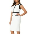 thumbnail image 4 of INSPIRE CHIC Women's Sheath Dresses Office Sleeveless Contrast Color Pencil Dress, 4 of 6