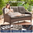 thumbnail image 4 of PARKWELL Outdoor 3 Seats Sofa - Rattan Wicker Patio Couch with Cushions - Steel Frame - Brown Wicker, Gray Cushions, 4 of 9