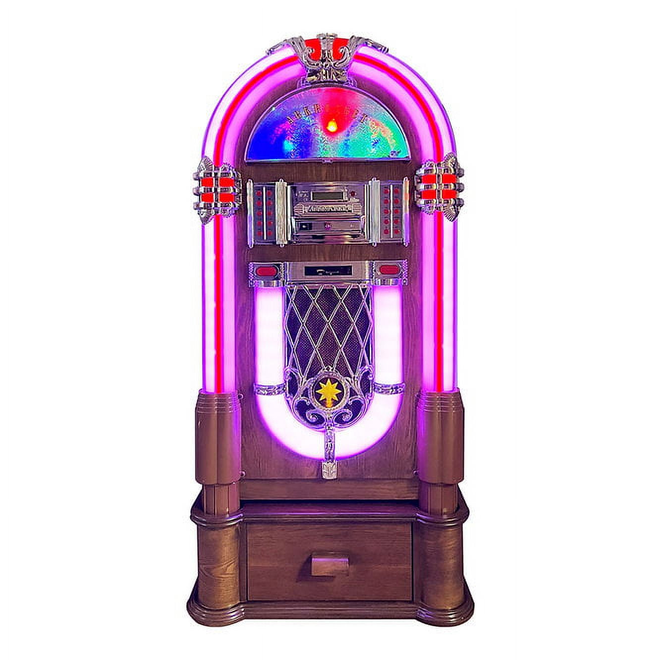 Arkrocket Taurus II Medium Size Jukebox Vinyl Record Player Bluetooth CD Player Retro Turntable Classic (Taurus II + Stand - Oak)