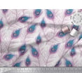 thumbnail image 2 of Soimoi Satin Silk Fabric Peacock Feather Decor Fabric Printed Yard 42 Inch Wide, 2 of 3