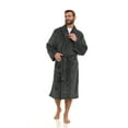 thumbnail image 3 of North 15 Mens Plush Soft Warm Fleece Bathrobe - Charcoal-One size, 3 of 5
