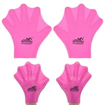 Uxcell 1 Pair Silicone Swimming Gloves Webbed Finger Frog Type Medium Gloves Pink