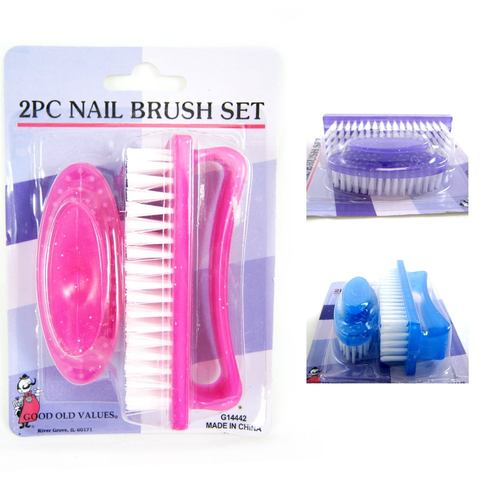 2 Pc Nail Cleaning Brush Set Manicure Pedicure Fingernail Salon Tool