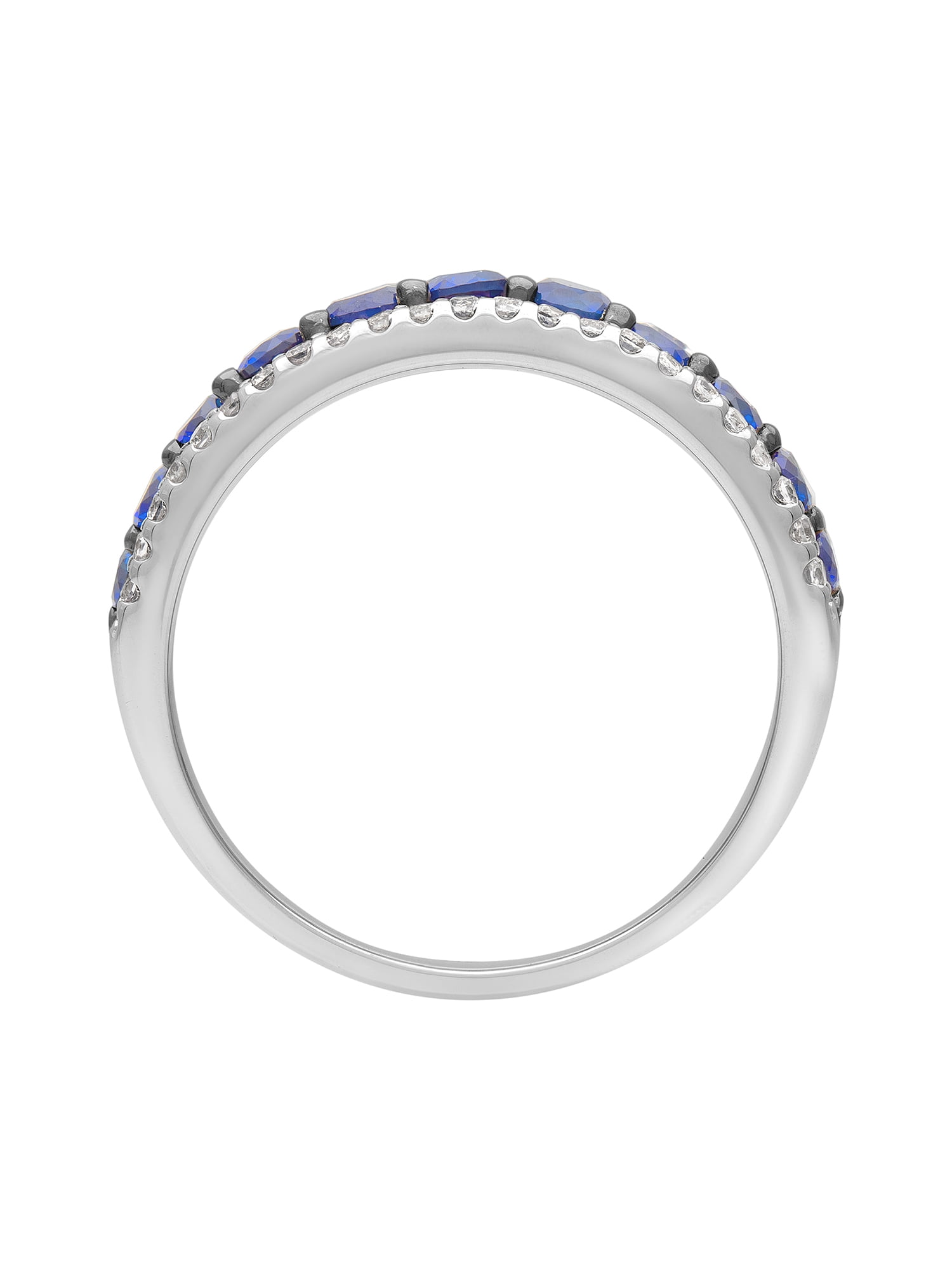 3 Carat TGW Created Blue and White Sapphire Women's "Cyan Gem" Anniversary Band in Sterling Silver