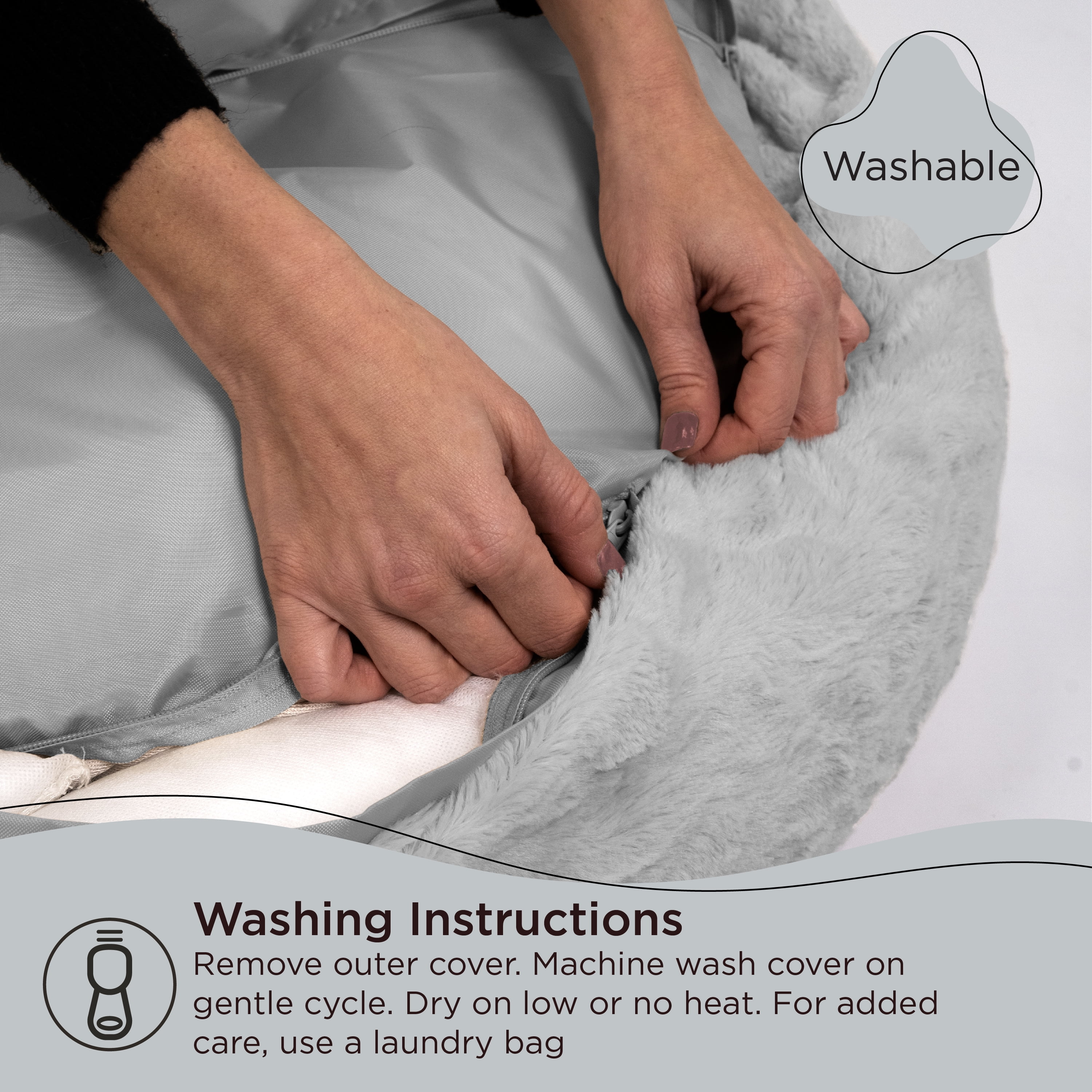 Best Friends by Sheri The Original Calming Donut Dog and Cat Bed in Lux Fur Gray, Extra Large 45x45"
