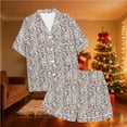 thumbnail image 7 of Aobny Graphic Women Pajama Sets Button with Pocket Pajama Sets Short Sleeve Collared with Shorts Cute Womens Pajamas,Khaki,S, 7 of 7