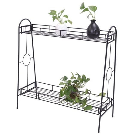 2 Tier Metal Plant Stand Flower Planter Garden Display Holder