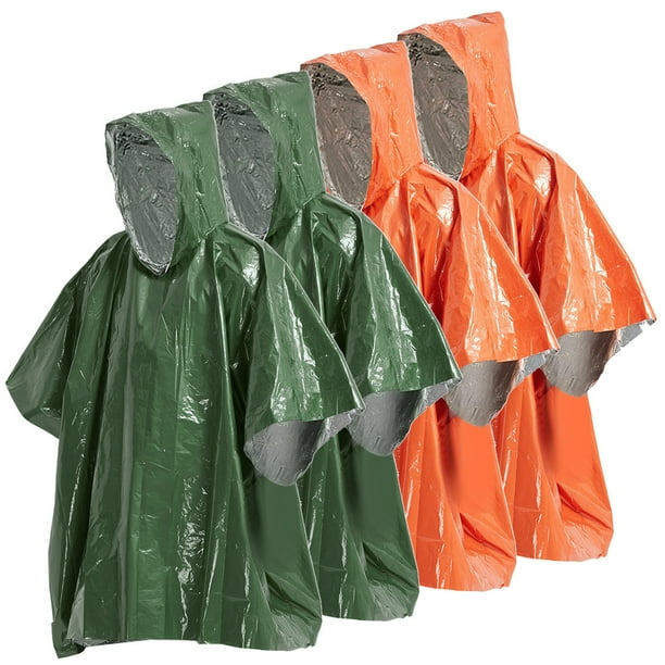 Poncho Paquete de 4 Poncho de lluvia de emergencia Manta térmica Poncho a prueba de clima Supervivencia al aire libre Equipo de campamento Maboto Poncho