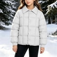 thumbnail image 2 of BLVB Girls Winter Puffer Jacket Kids Warm Quilted Padded Coat Lightweight Button down Collared Cozy Outerwear(White,11-12 Years), 2 of 8