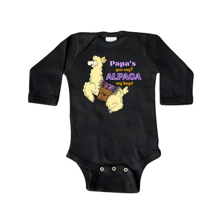 

Inktastic Cute Jumping Alpaca Papa s You Say ALPACA my Bags Gift Baby Boy or Baby Girl Long Sleeve Bodysuit