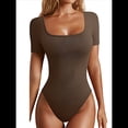 thumbnail image 2 of Body de Dos Piezas para Mujer, de una Pieza, Acanalado, con Cuello Cuadrado y Corta. Color Café L, 2 of 8